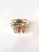 Navaratna Sterling Silver Finger Ring