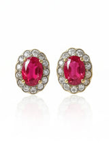 Faceted Ruby and Diamond 18K Gold Pendant Ring Set