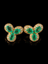 Faceted Emerald 18K Gold Pendant Earring and Ring Set