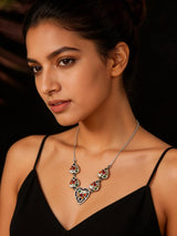 Navaratna Heart Sterling Silver Necklace