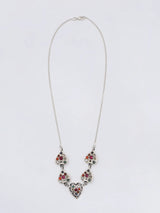 Navaratna Heart Sterling Silver Necklace