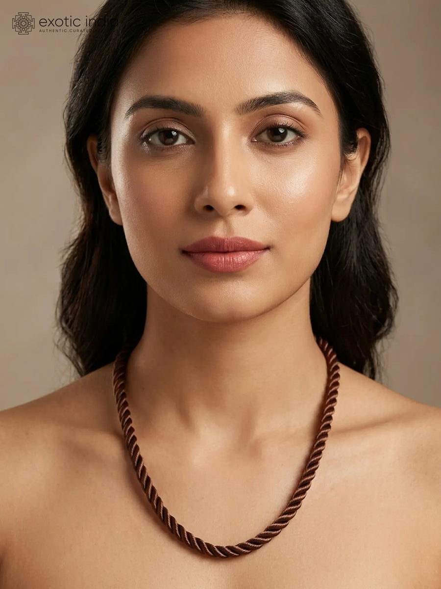 Knotted Velvet Rope Necklace with Sterling Silver Closure