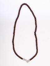 Knotted Velvet Rope Necklace with Sterling Silver Closure