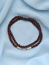 Knotted Velvet Rope Necklace with Sterling Silver Closure