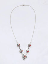 Kite Shape Navaratna Sterling Silver Necklace