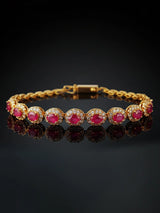 Faceted Ruby and Diamond Bracelet in 18K Gold