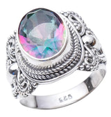 Faceted Mystic Topaz Sterling Silver Ring
