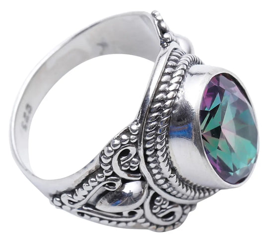 Faceted Mystic Topaz Sterling Silver Ring
