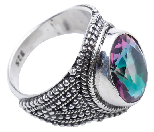 Faceted Mystic Topaz Sterling Silver Ring