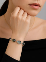 Pear Faceted Labradorite Sterling Silver Bracelet