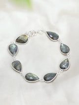 Pear Faceted Labradorite Sterling Silver Bracelet