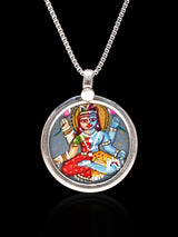 Hand-Painted Ardhanarishvara Sterling Silver Pendant