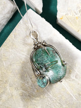 Turquoise Spider Web Sterling Silver Pendant