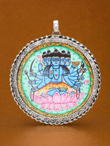 Hand-Painted Panchamukha Sadashiva Sterling Silver Pendant