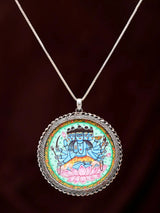 Hand-Painted Panchamukha Sadashiva Sterling Silver Pendant