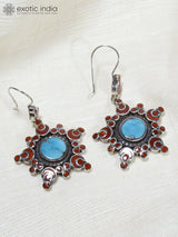 Persian Turquoise and Coral Sterling Silver Earrings