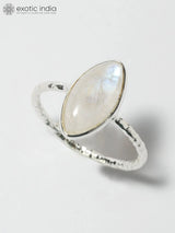 Marquise Cut Rainbow Moonstone Sterling Silver Ring