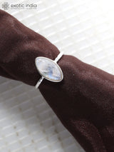 Marquise Cut Rainbow Moonstone Sterling Silver Ring