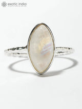 Marquise Cut Rainbow Moonstone Sterling Silver Ring