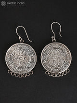 Shrinathji Hand-Painted Sterling Silver Hook Earrings