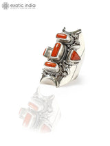 Coral Sterling Silver Long Ring