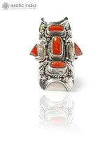 Coral Sterling Silver Long Ring