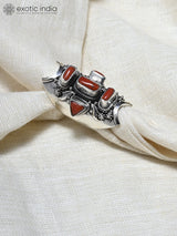Coral Sterling Silver Long Ring