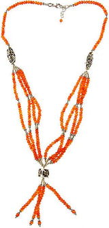Faceted Carnelian Beaded Sterling Silver Necklace