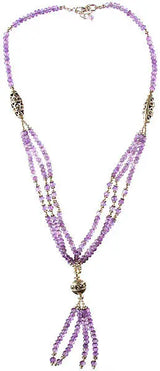 Faceted Amethyst Beaded Sterling Silver Necklace