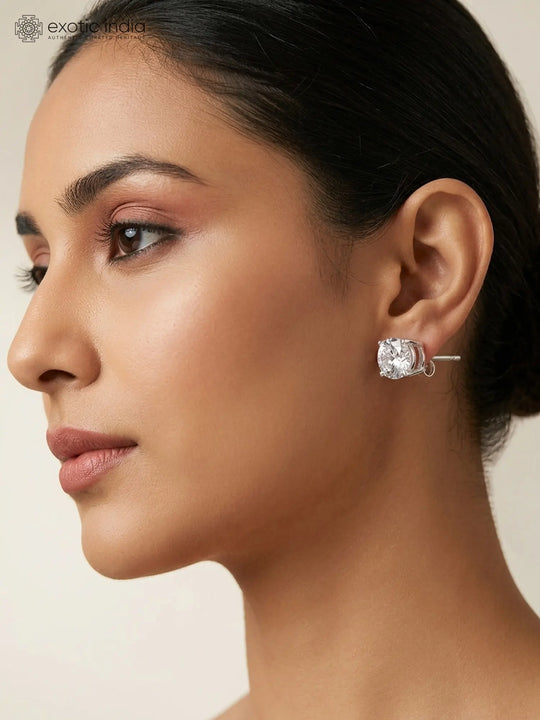Faceted Cubic Zirconia Sterling Silver Post Earrings