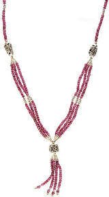 Faceted Garnet Beaded Sterling Silver Necklace