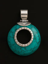 Spiderweb Faux Turquoise Sterling Silver Pendant and Earrings Set