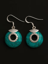 Spiderweb Faux Turquoise Sterling Silver Pendant and Earrings Set