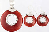 Carnelian Sterling Silver Pendant and Earrings Set