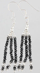 Hematite Beaded Sterling Silver Shower Earrings