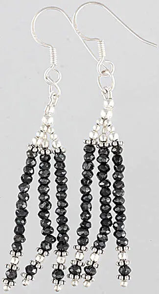 Hematite Beaded Sterling Silver Shower Earrings