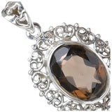 Faceted Smoky Quartz Sterling Silver Lattice Pendant