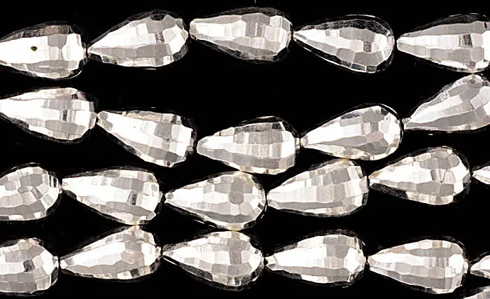Faceted Sterling Silver Drop Necklace with Cascading Links