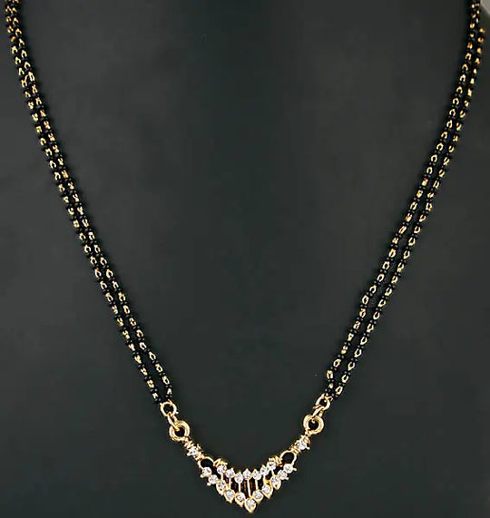 Black Beaded Gold Toned Traditional Mangalsutra
