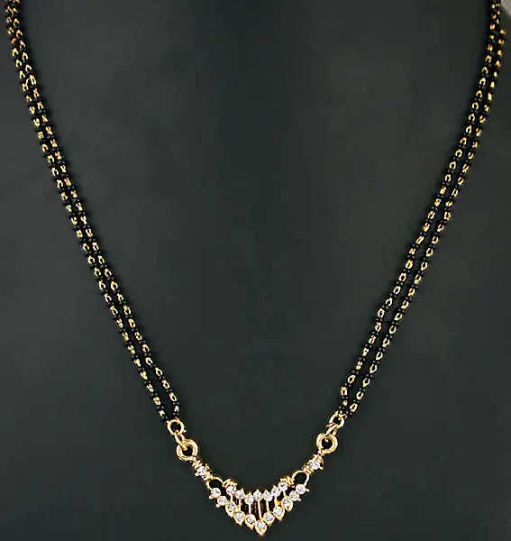 Black Beaded Gold Toned Traditional Mangalsutra