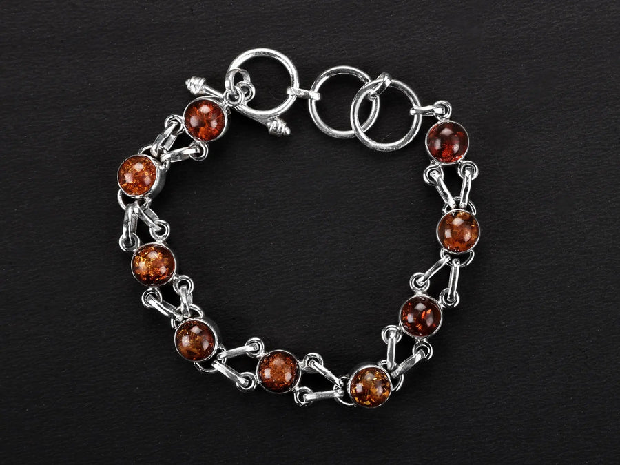 Amber Sterling Silver Bracelet in Polished Finish
