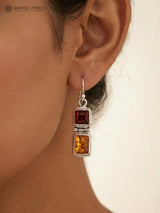 Amber Stone Sterling Silver Earrings