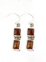 Amber Stone Sterling Silver Earrings