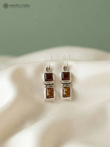 Amber Stone Sterling Silver Earrings