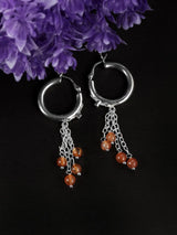 Carnelian Hoop Chandelier Sterling Silver Earrings