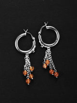 Carnelian Hoop Chandelier Sterling Silver Earrings