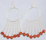 Carnelian Sterling Silver Hoop Chandelier Earrings