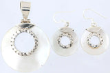 Mother of Pearl Sterling Silver Pendant and Earrings Set
