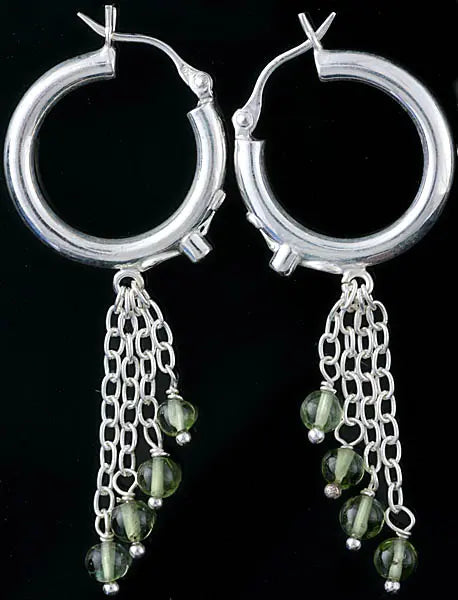 Peridot Sterling Silver Hoop Earrings