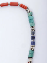 Turquoise, Coral and Lapis Lazuli Sterling Silver Necklace